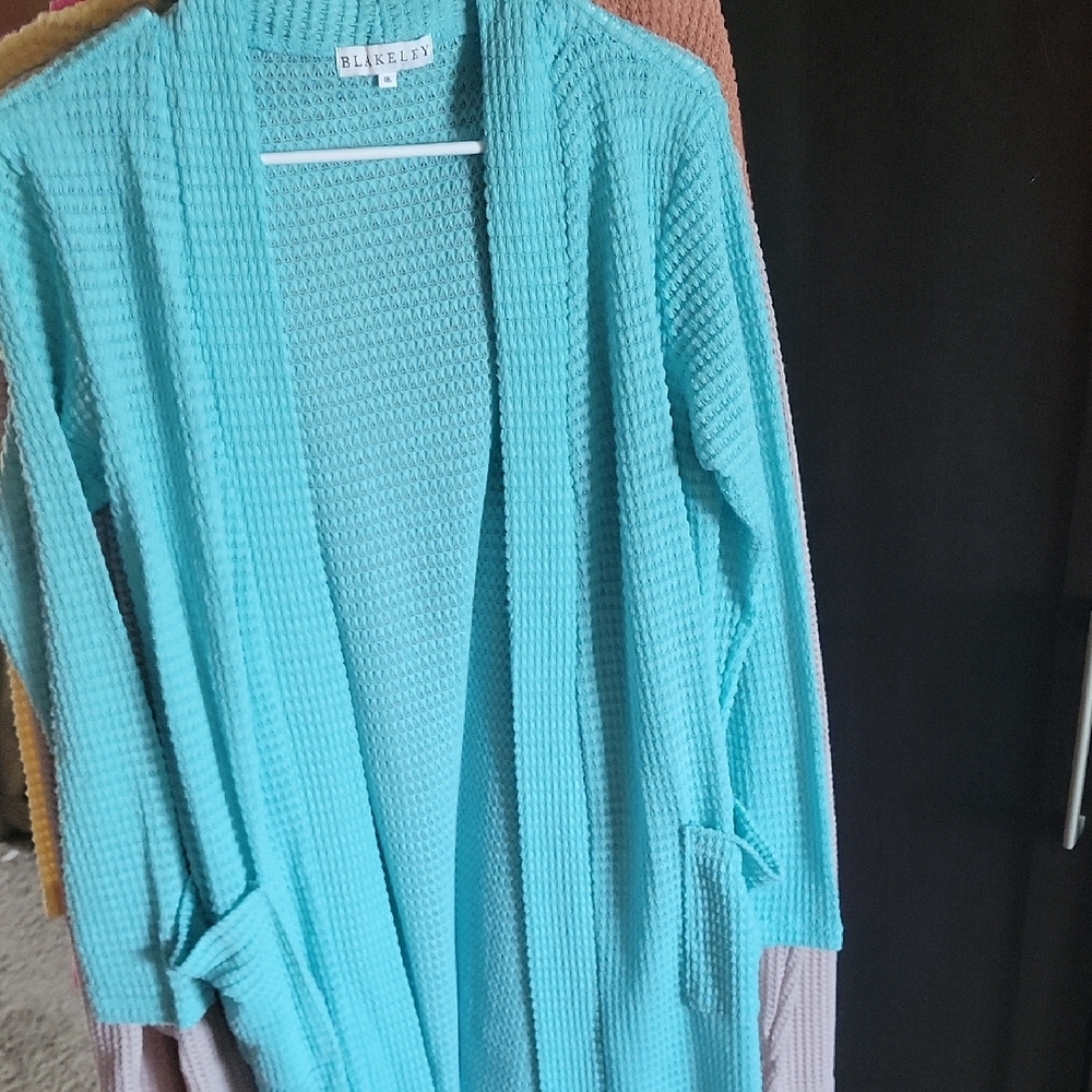 Blue Open-Front Cardigan Sweater
